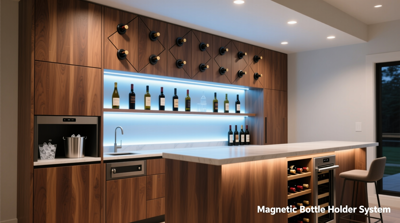 How To Build A Modular Home Bar With Magnetic Bottle Holders And LED ...