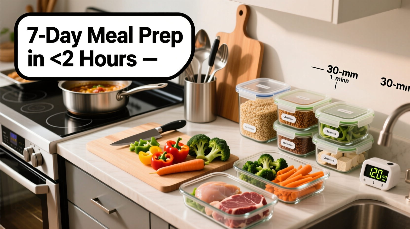 how to meal prep for a busy workweek in under two hours