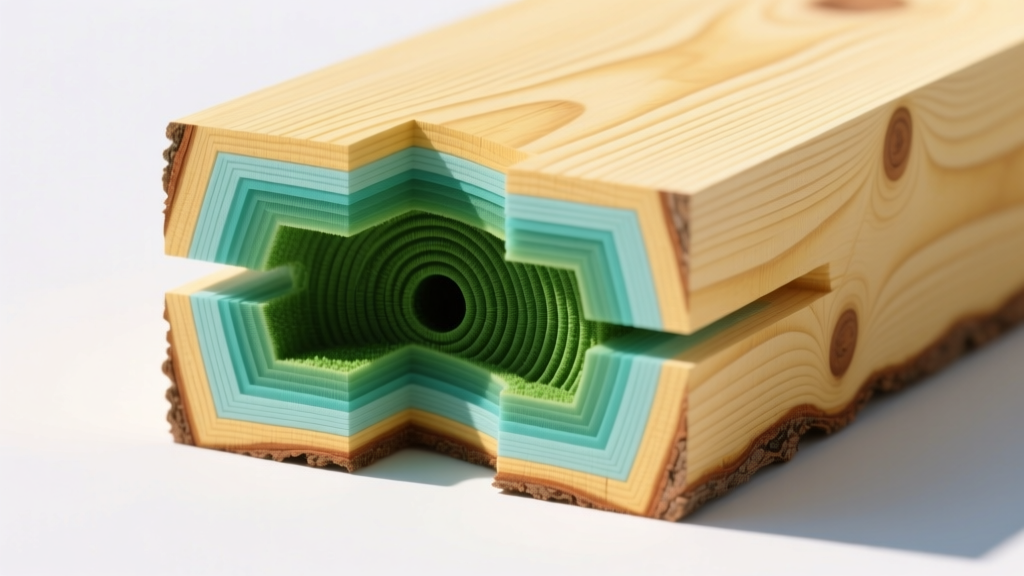 Cross-section diagram showing the penetration depth of micronized copper azole preservative into southern yellow pine lumber