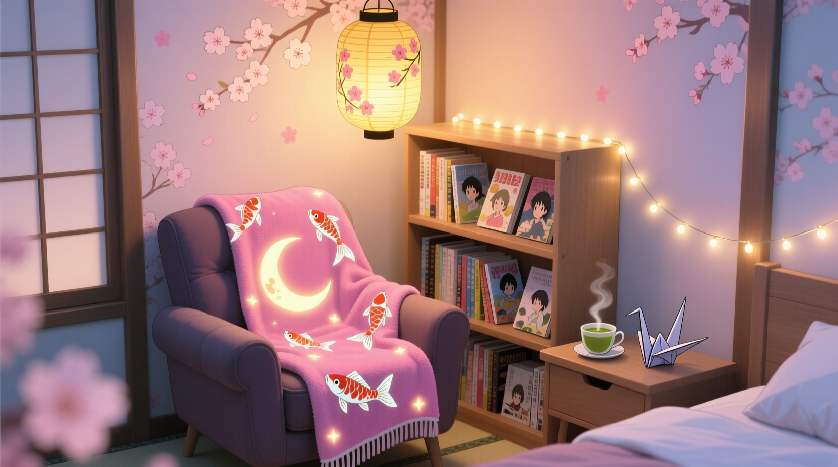 how to create a cozy reading nook with anime throw blankets and lighting