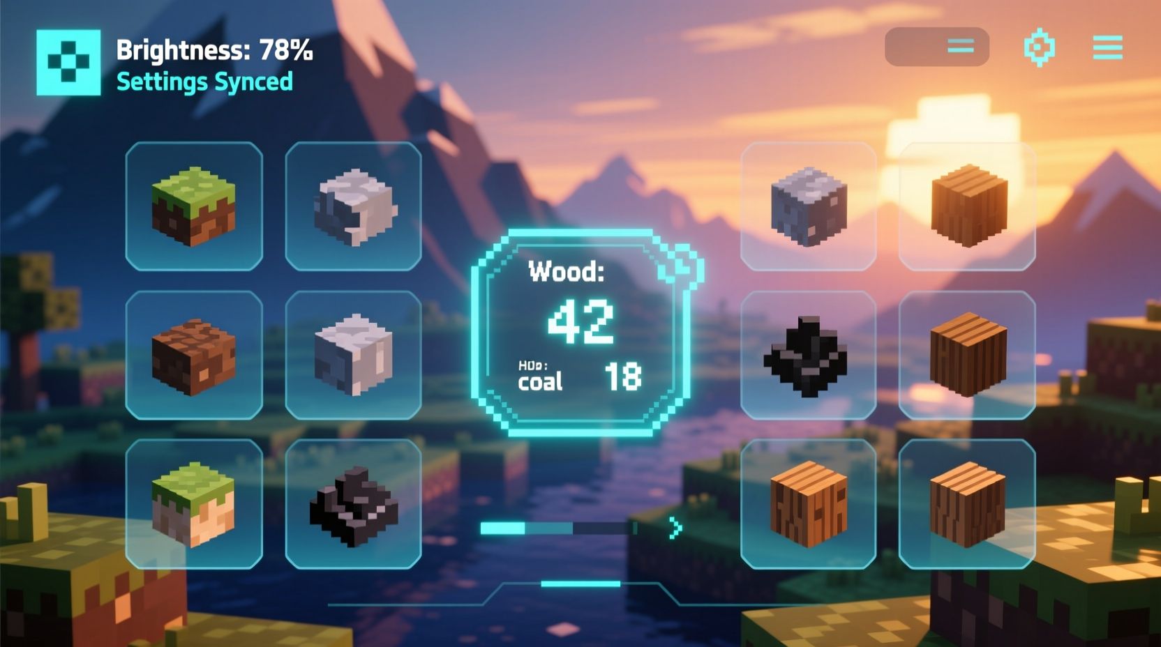Customized Minecraft interface with adjusted brightness settings