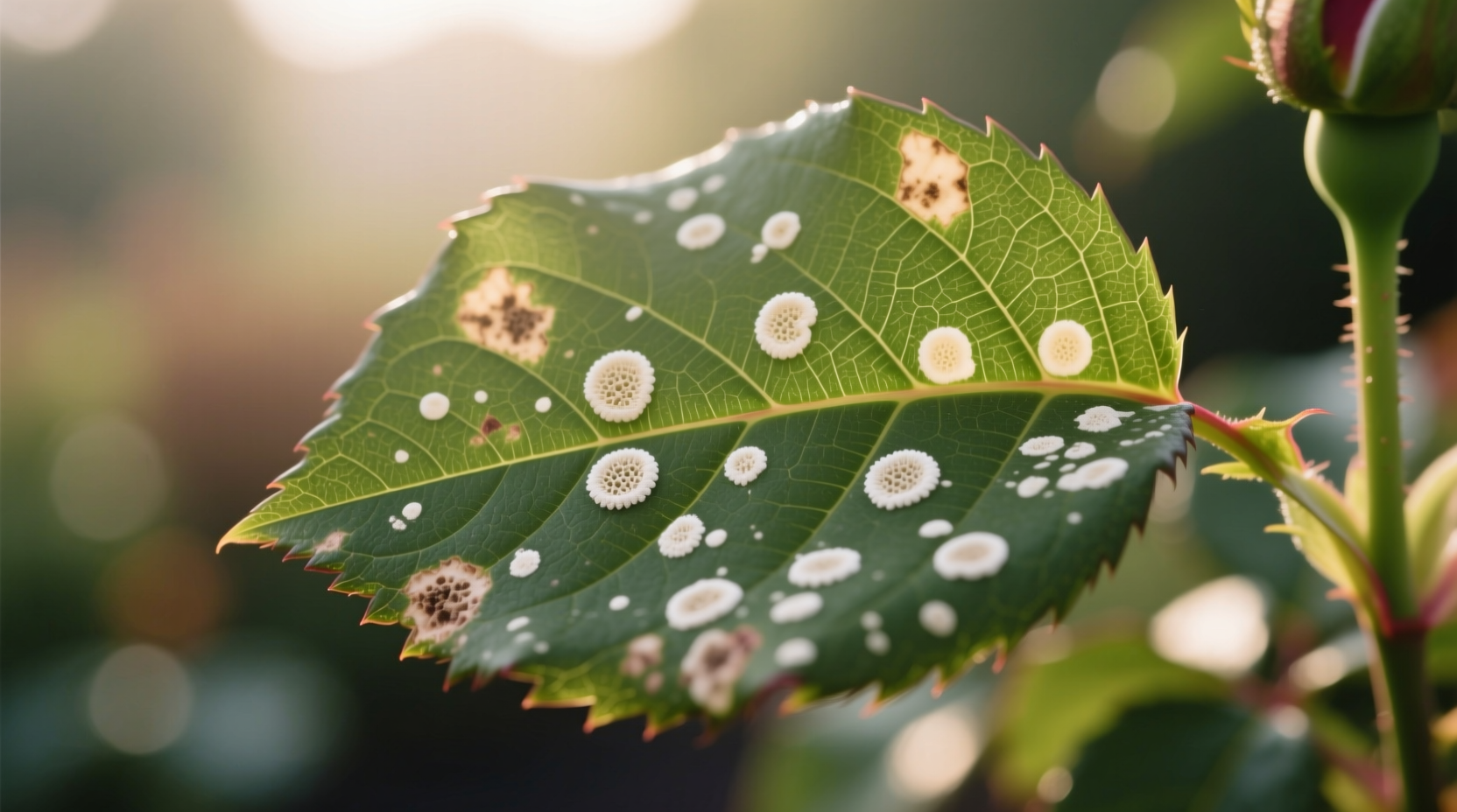 white spots on rose leaves