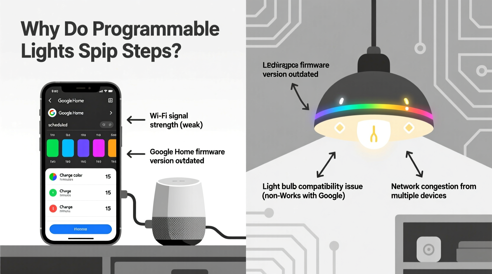 why do my programmable lights skip steps when scheduled via google home