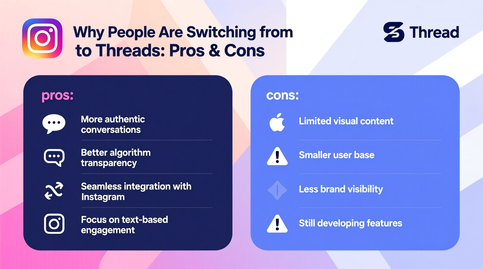 why are people switching from instagram to threads pros and cons