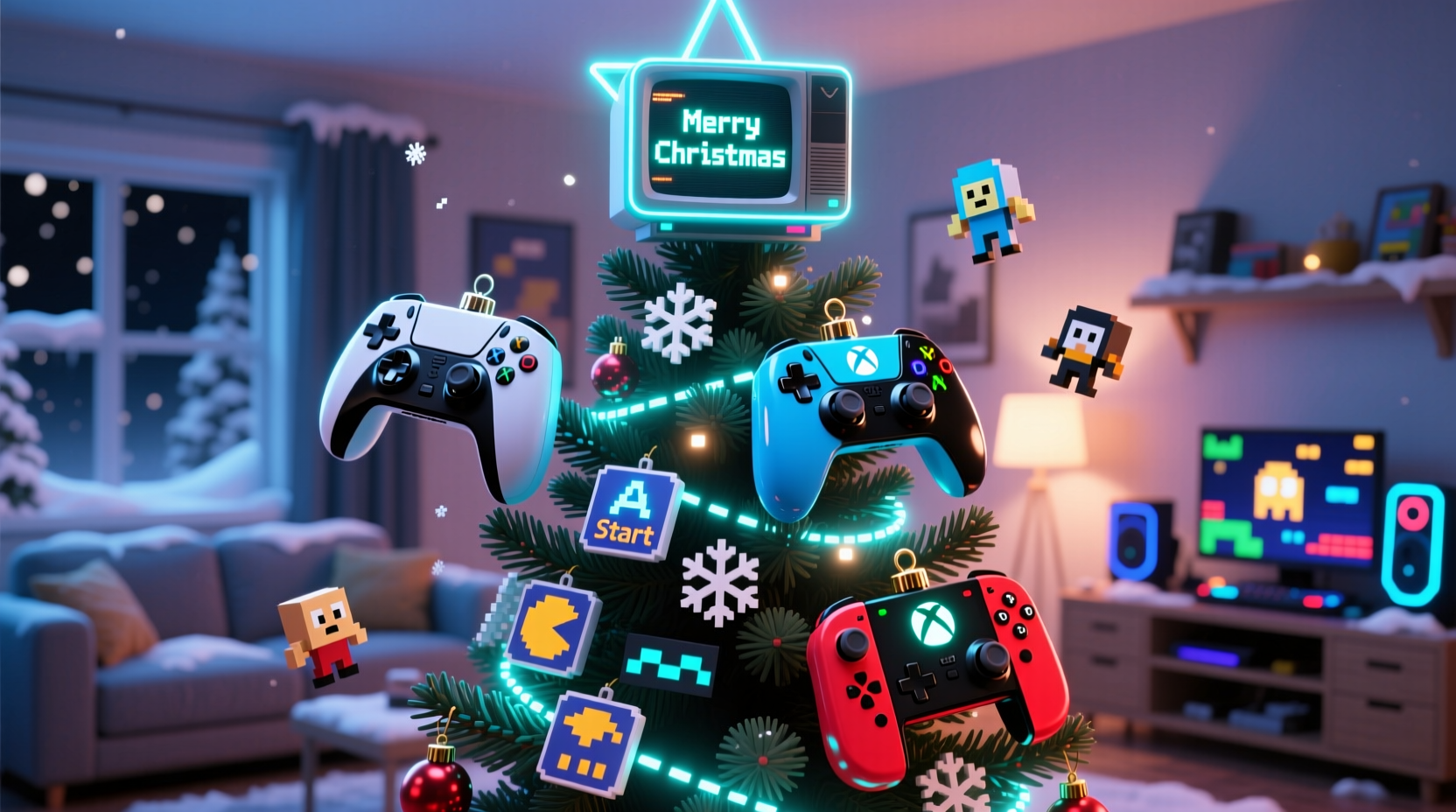 how to make a gaming inspired christmas tree with controller ornaments