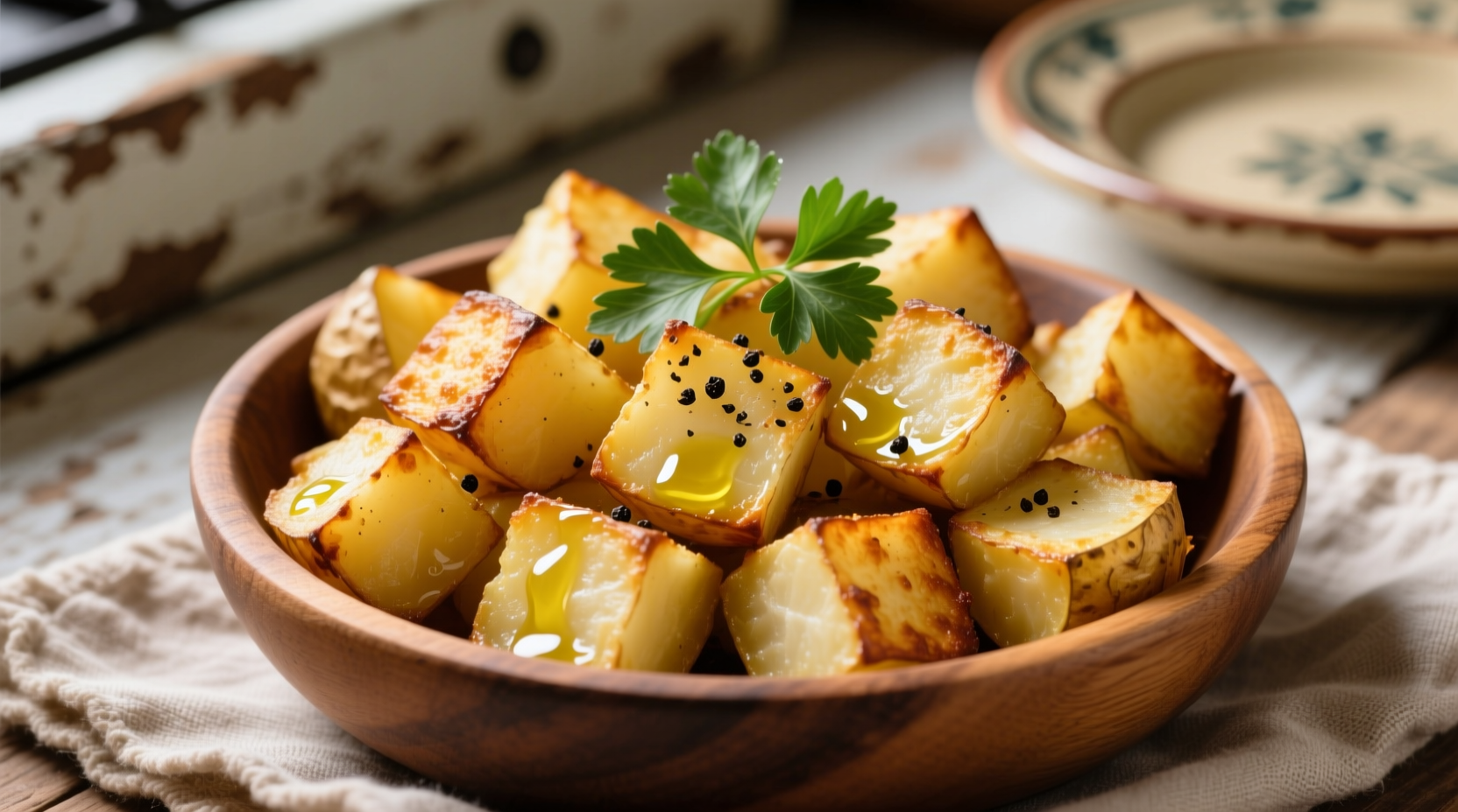 Perfectly cooked potato cubes for potato salad