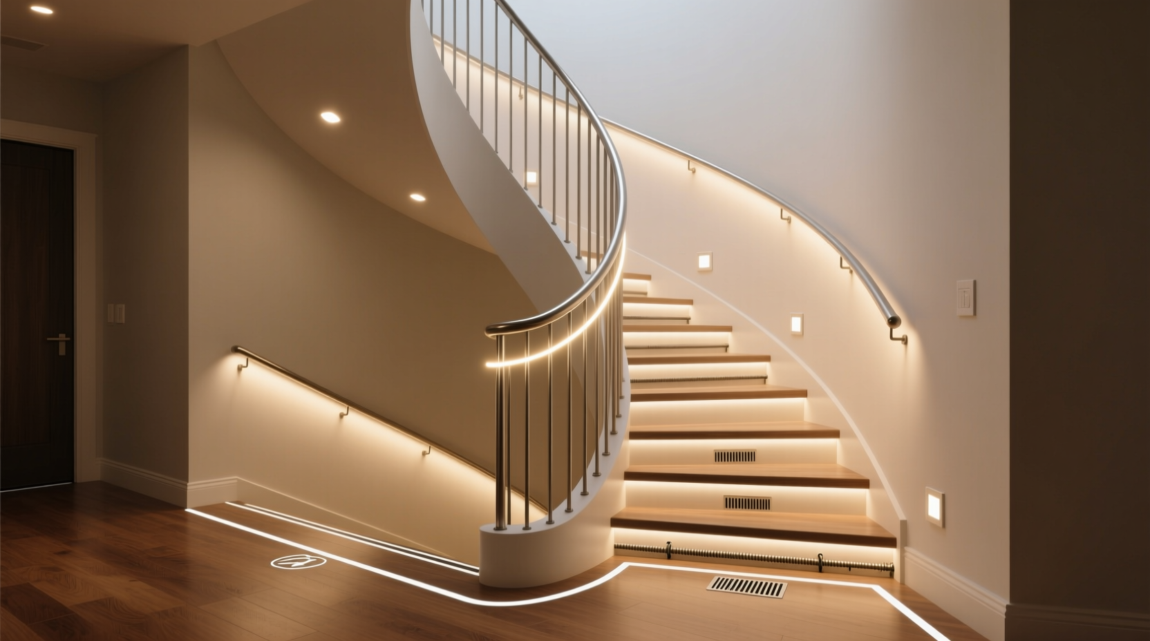 how to wrap lights around a spiral staircase railing without tripping hazards