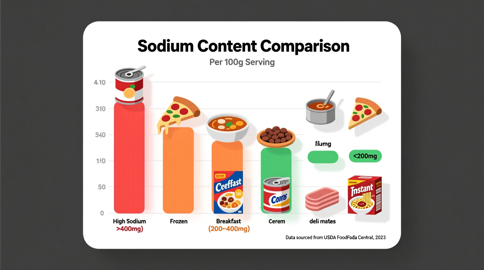 Sodium content comparison in common processed foods