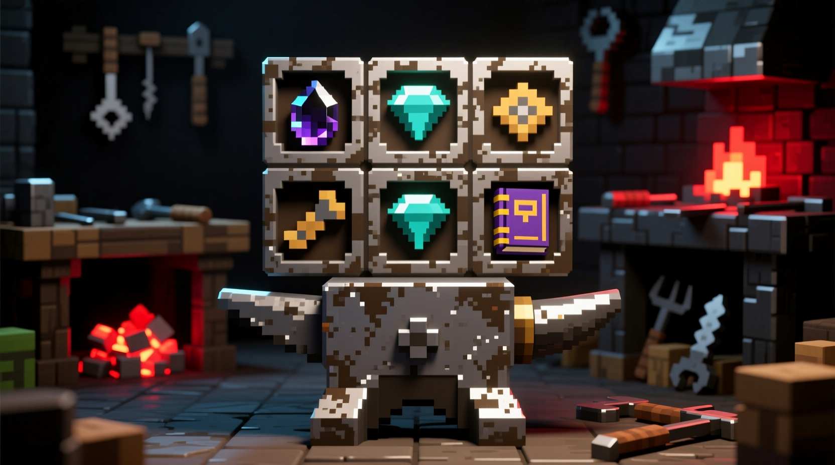 Minecraft anvil crafting grid pattern