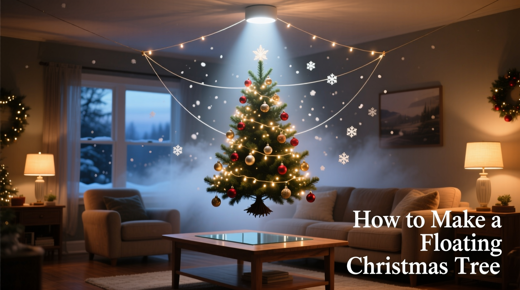 how to make a floating christmas tree illusion with simple home hacks