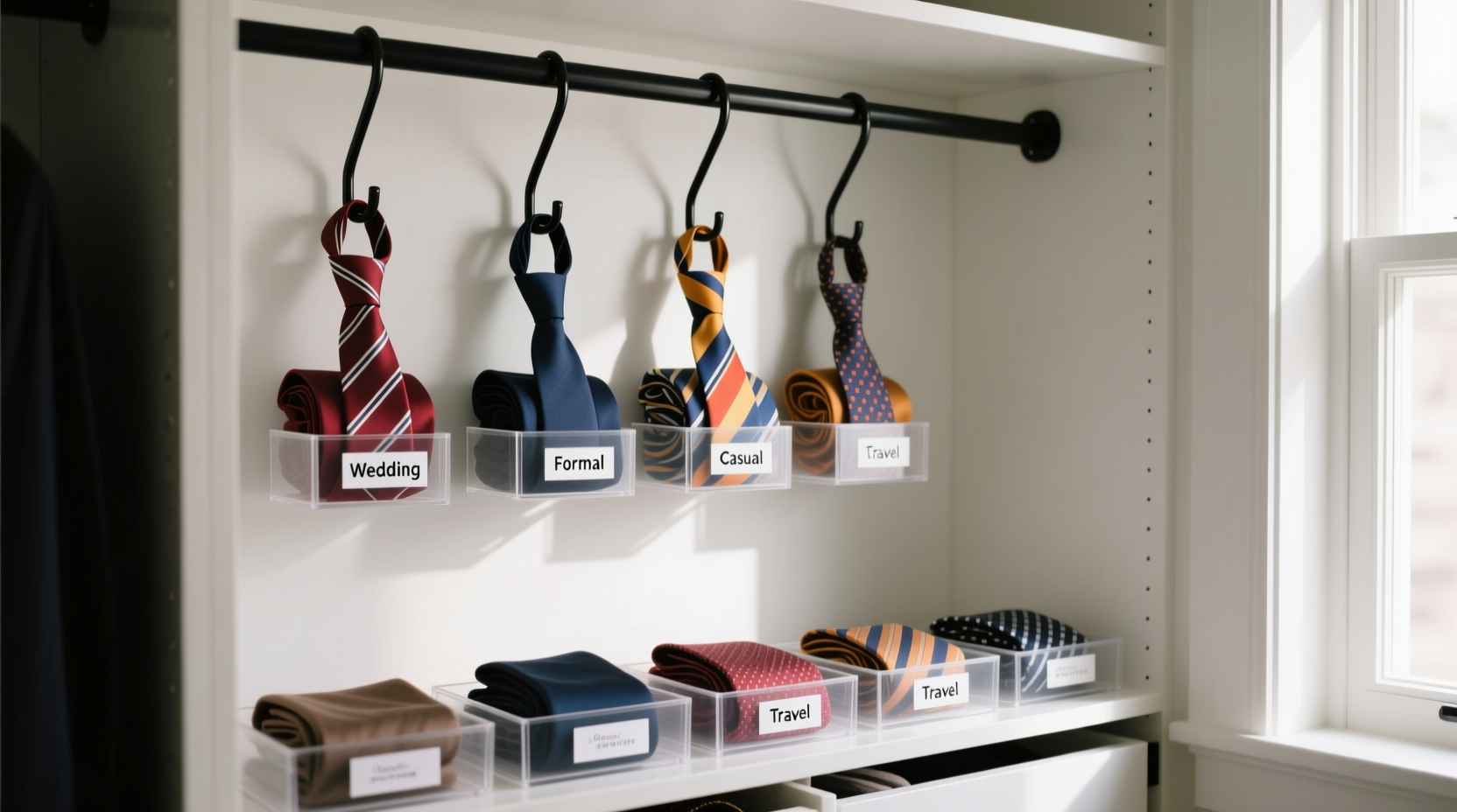 closet organization tips for rarely worn ties