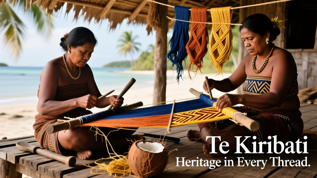 Kiribati Te Kiribati Weaving Coconut Fiber Preparation And Palm Frond Dyeing