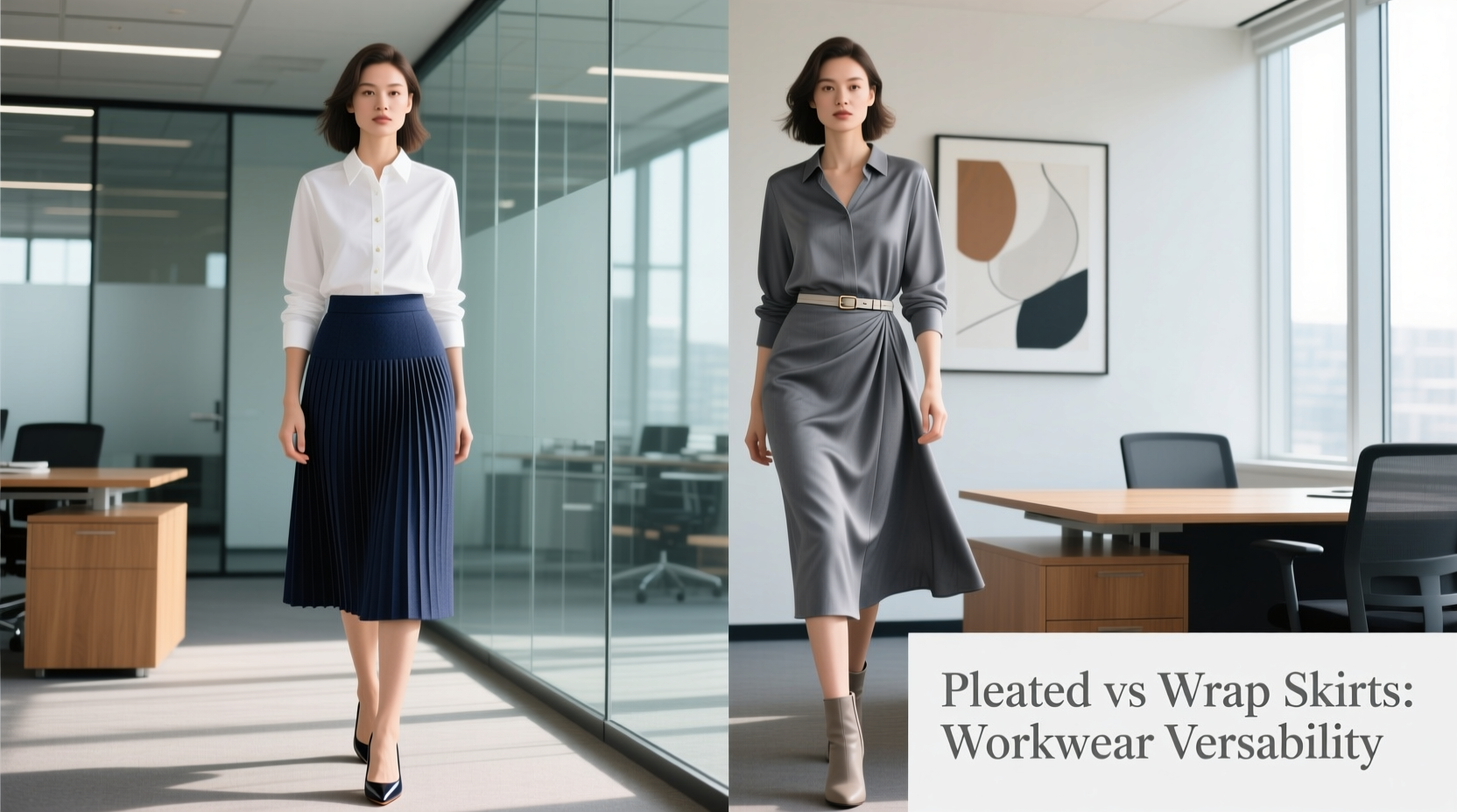 pleated skirts vs midi wrap skirts which is more versatile for workwear