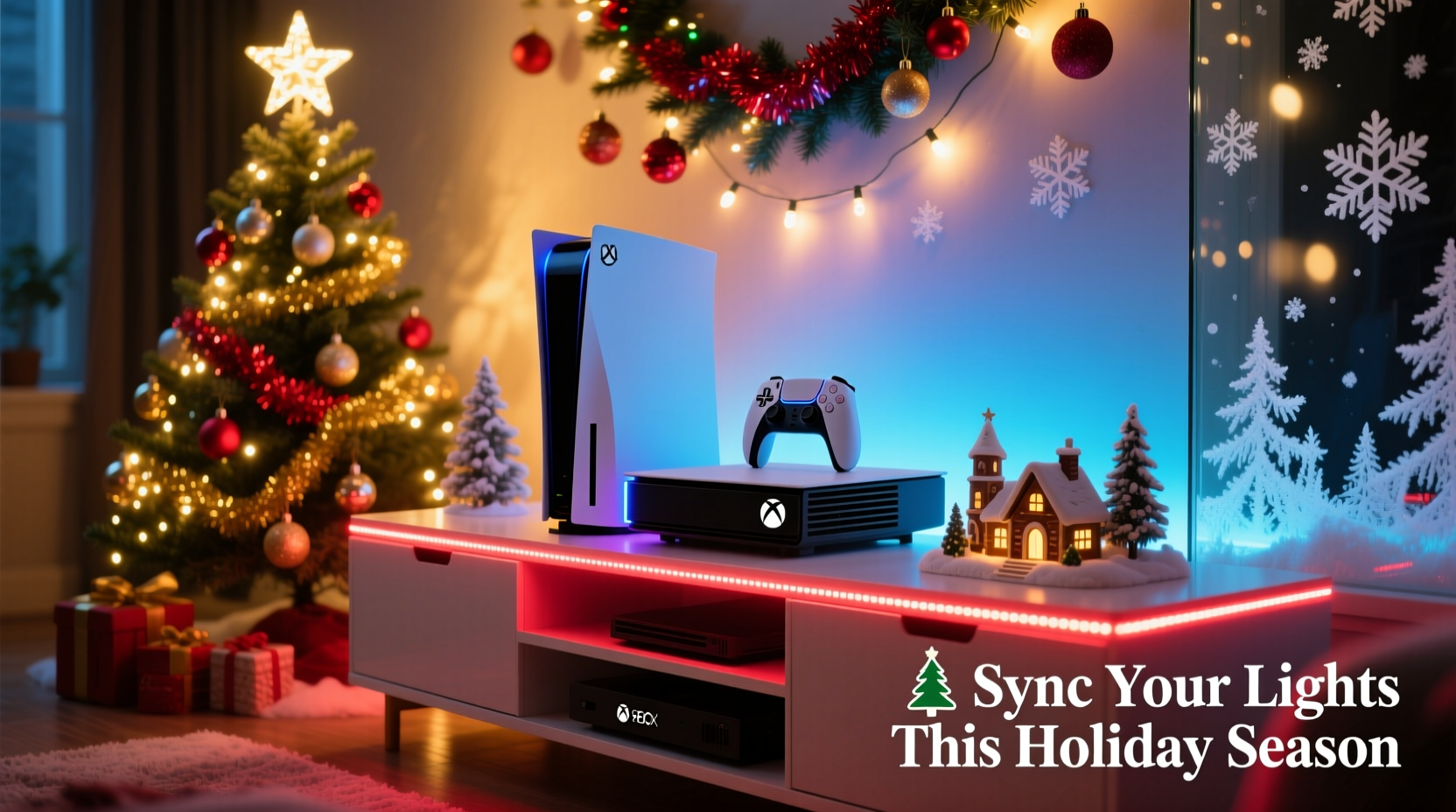 how to use gaming console ambient lighting to match your christmas display