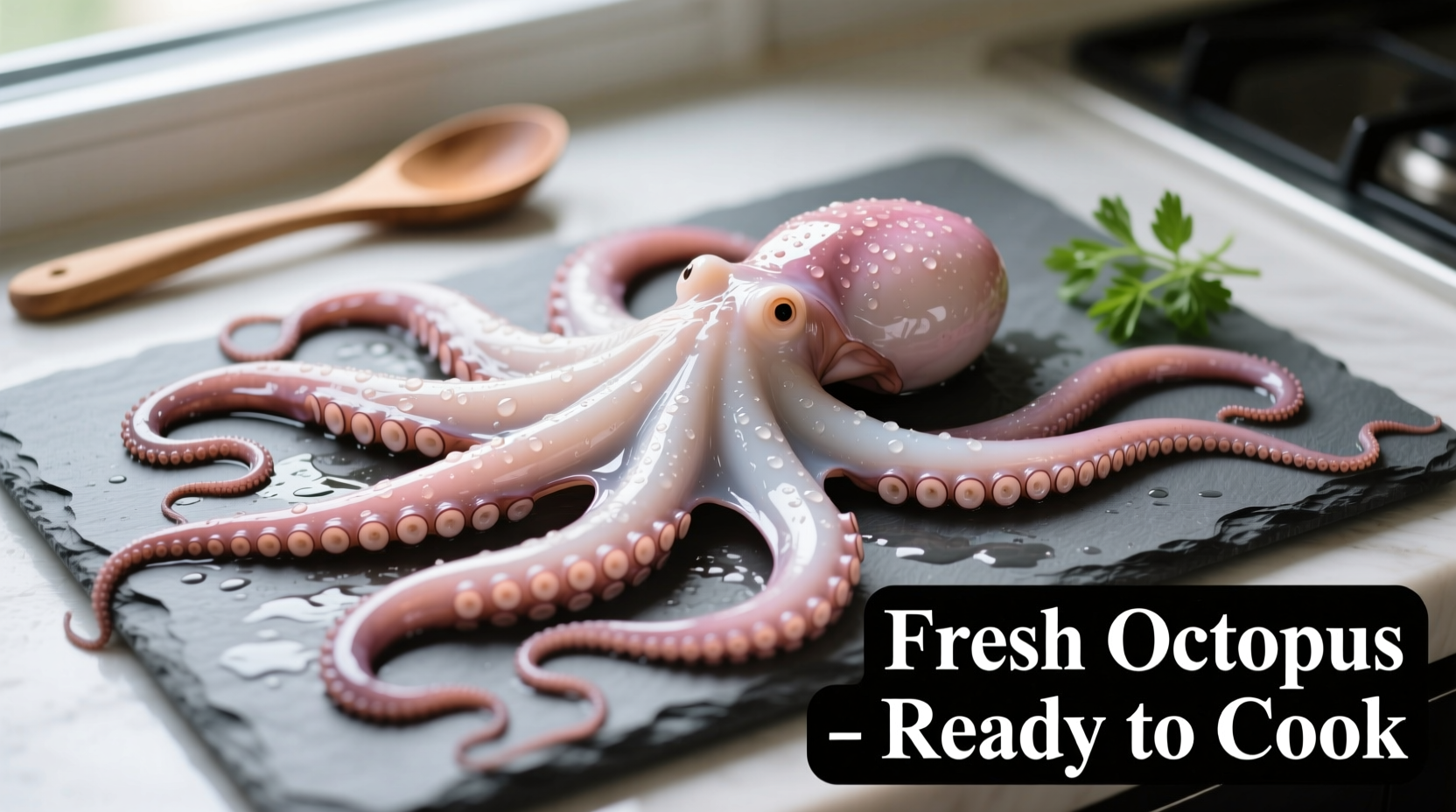 Fresh octopus properly cleaned and ready for cooking