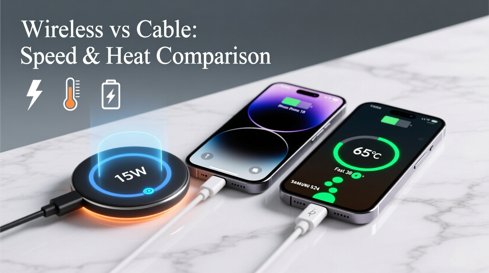 wireless charging pad vs cable which charges faster and generates less heat