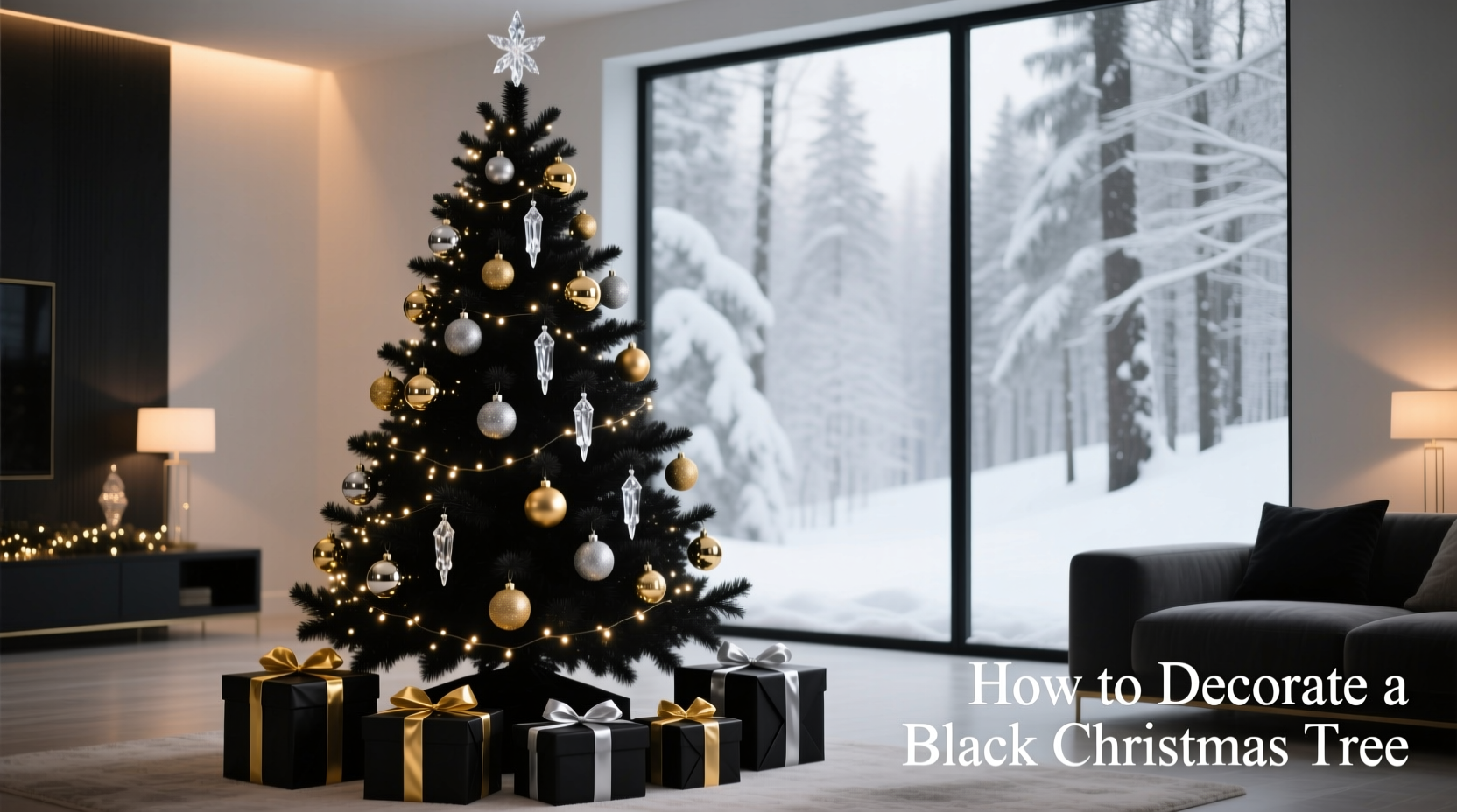 how to decorate a black christmas tree