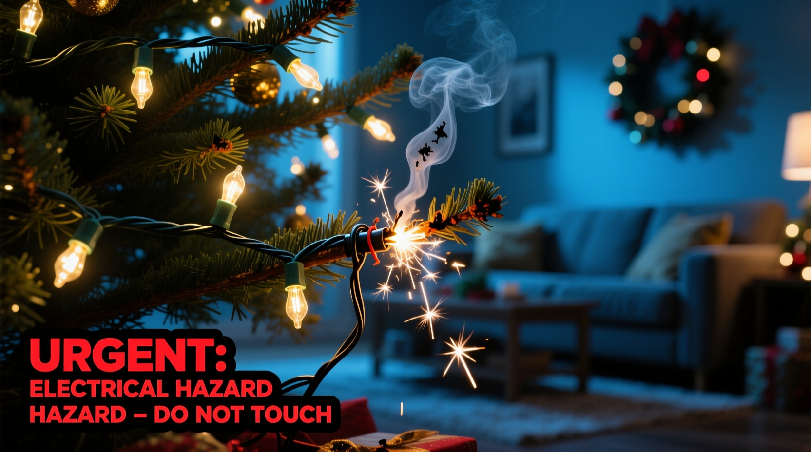 why does my christmas tree spark when i turn on the lights urgent warning signs