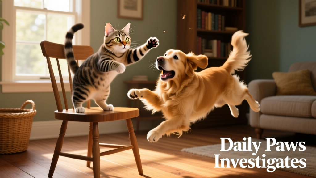 The Internet Thinks This Cat Knocked a Dog off a Chair: Daily Paws Investigates