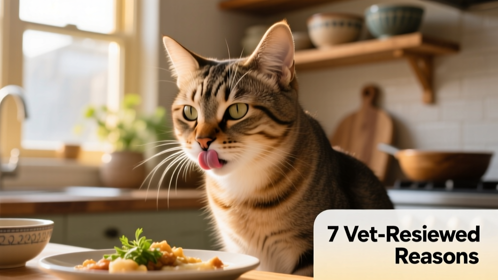 Close-up of a cat gently licking its lips after eating, showing calm demeanor