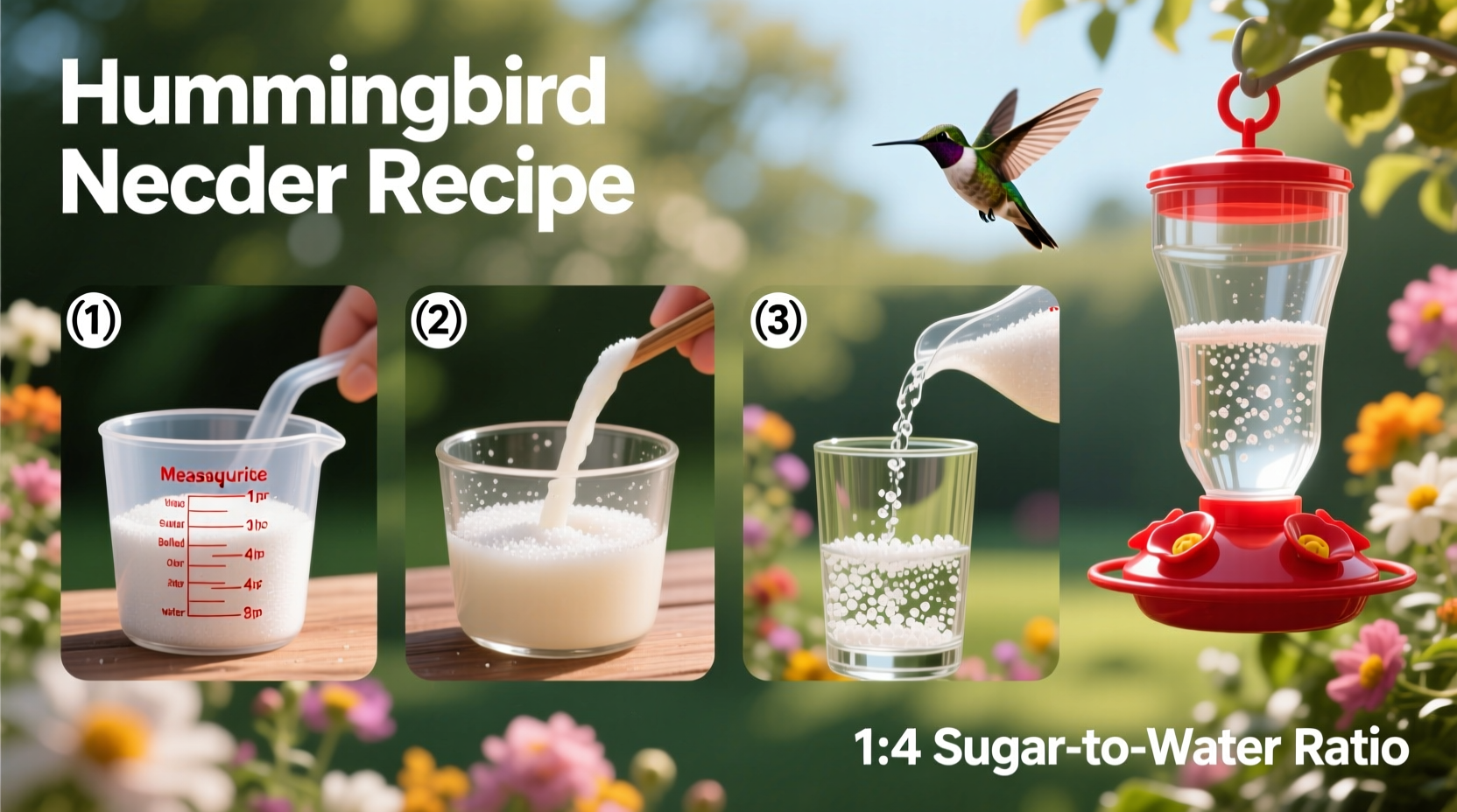 How to Make Safe Hummingbird Food: Simple 4:1 Recipe