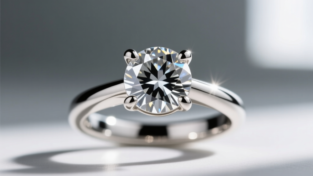 Macro view of four-prong silver settings holding round simulated diamonds, highlighting metal prongs and bright facet reflections.