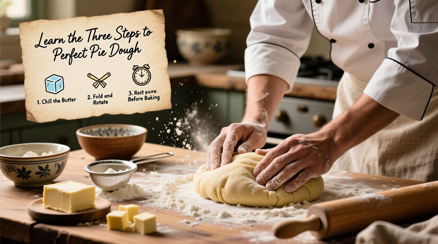 learn the three steps to perfect pie dough with this vi