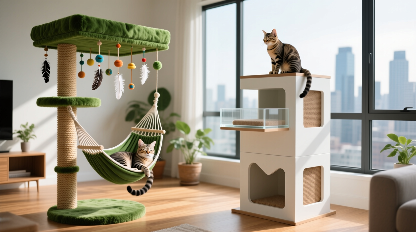 cat tree with hammock vs condo which design do cats prefer