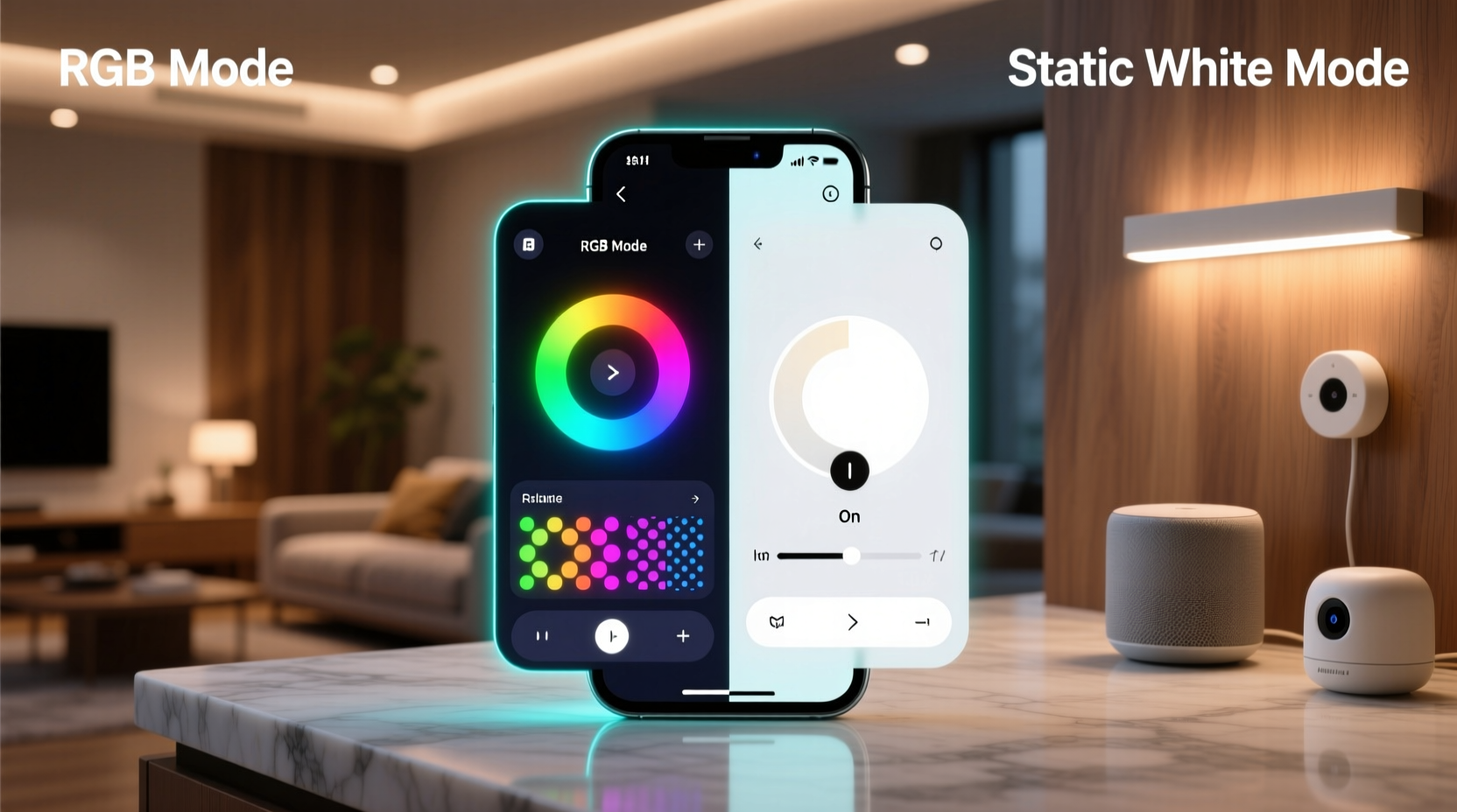 programmable rgb lights vs static white which app control works best