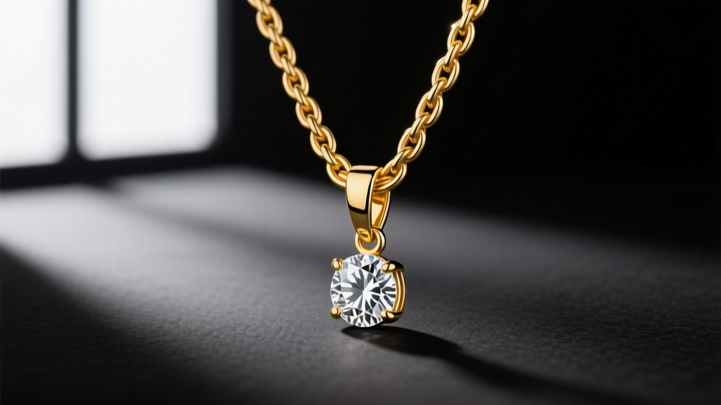 A 2.0mm 14k yellow gold wheat chain threading through a diamond pendant bail, showing the clearance gap between metal and gem.