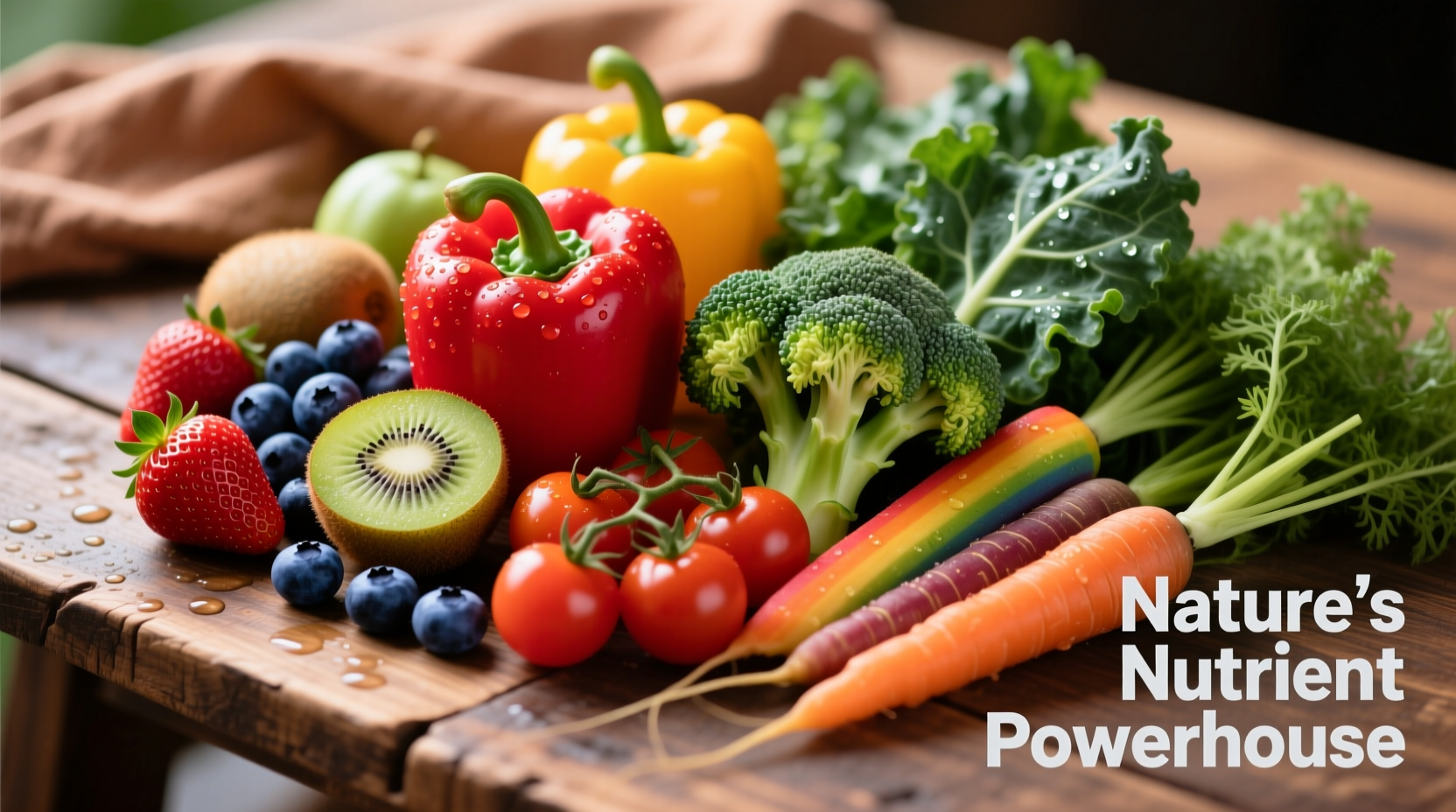 Colorful assortment of vitamin-rich fruits and vegetables