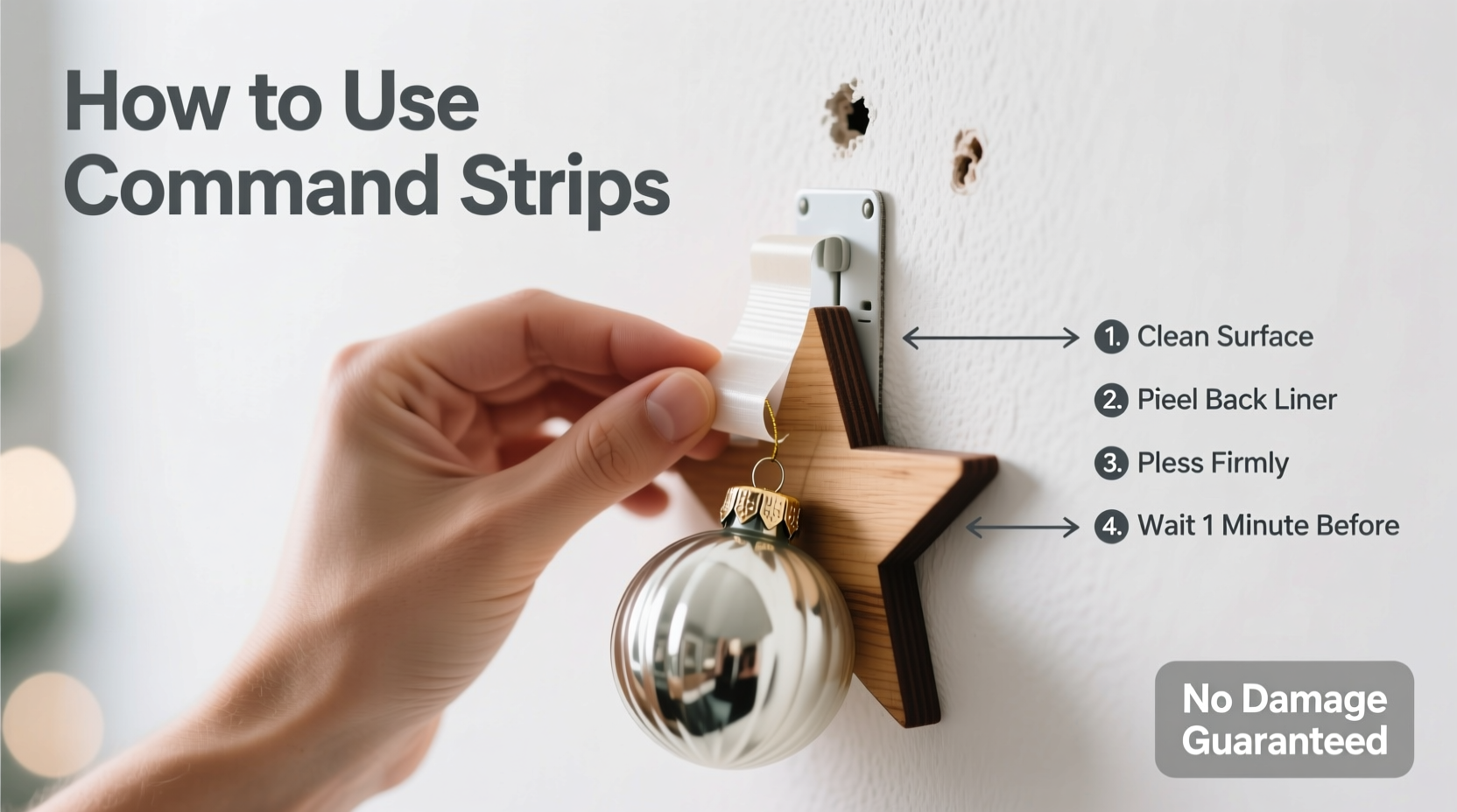 how to use command strips to hang christmas decor without wall damage