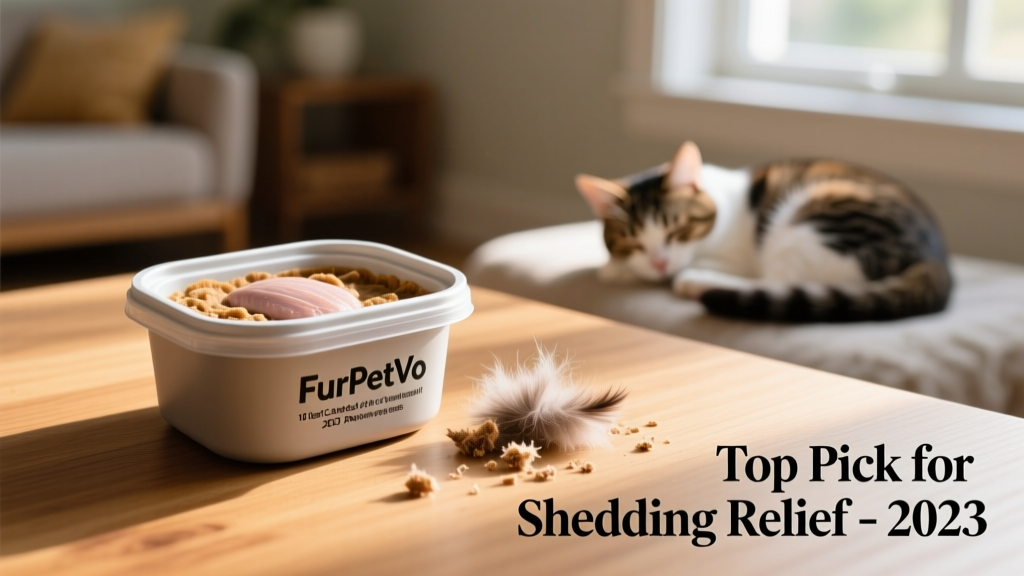 Fresh, refrigerated FurPetVo turkey cat food portion in a sleek, eco-friendly container