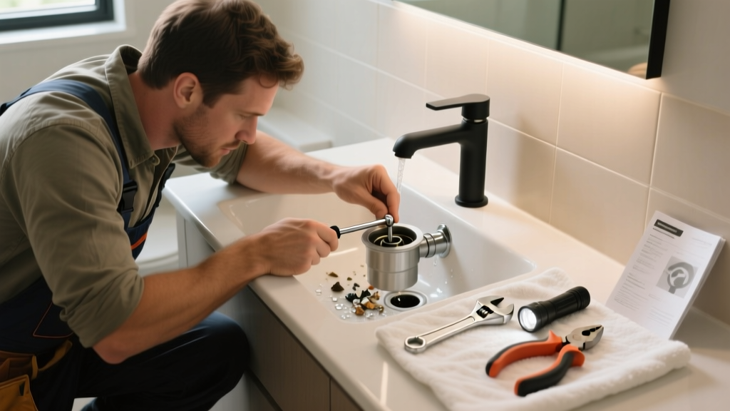 Fixing a Jammed Garbage Disposal in the Bathroom