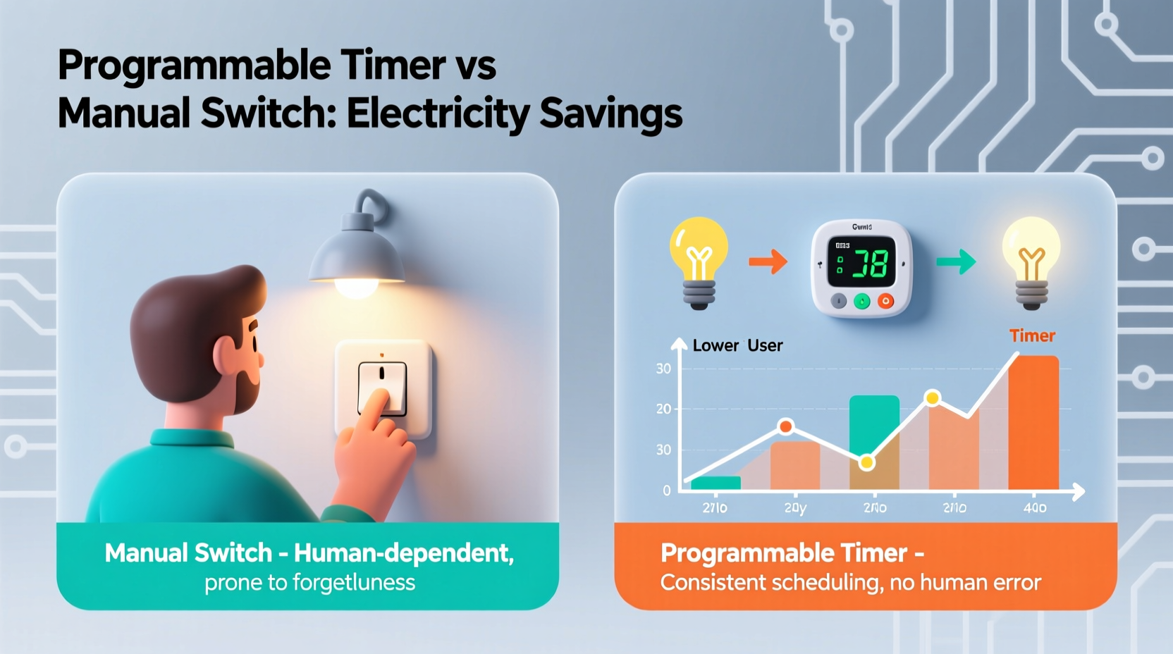 programmable timer vs manual switch which saves more electricity on lights