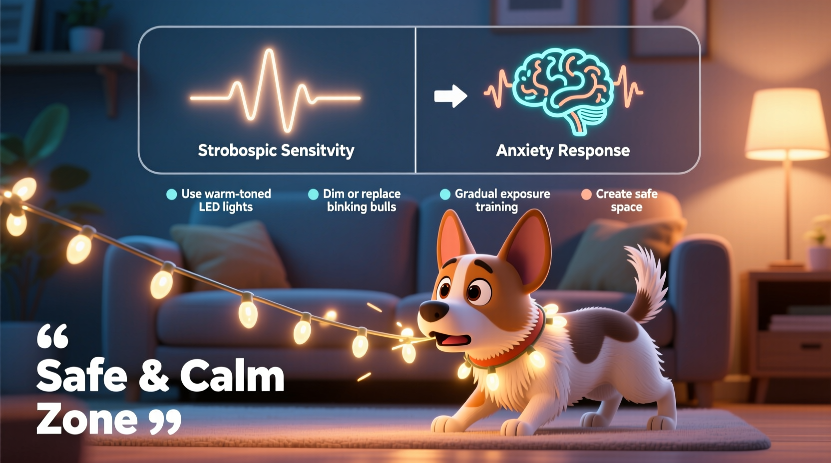 why do some pets react fearfully to twinkling lights and how to ease anxiety