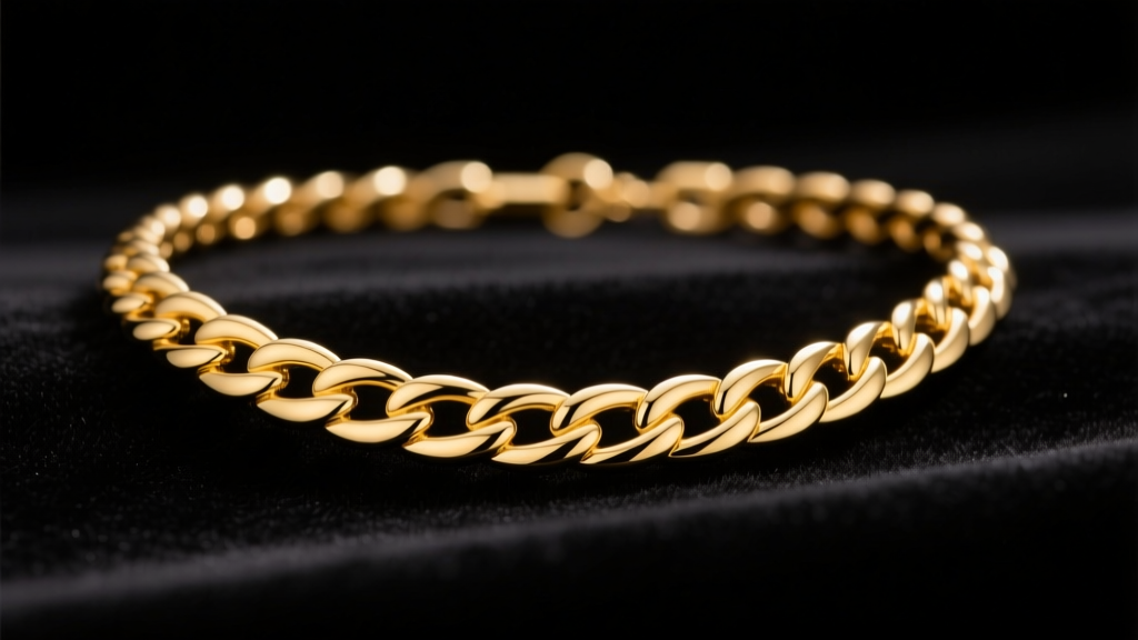 A 5mm 10k yellow gold herringbone necklace on dark velvet, showing its fluid V-shaped link pattern under studio lighting.
