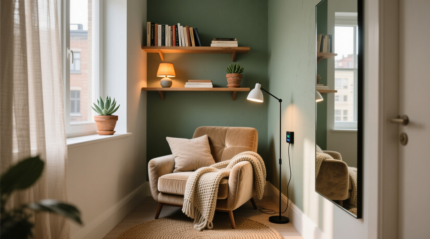 how to create a cozy reading nook in a studio apartment with minimal space