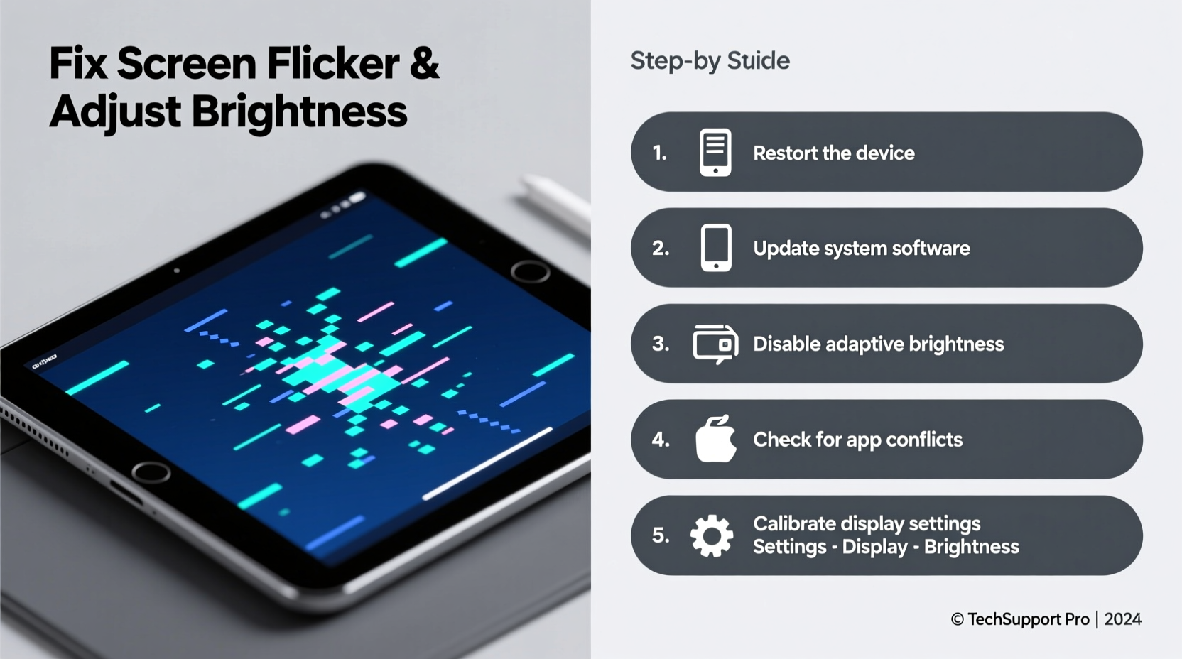 why does my tablet screen flicker and how to adjust brightness settings