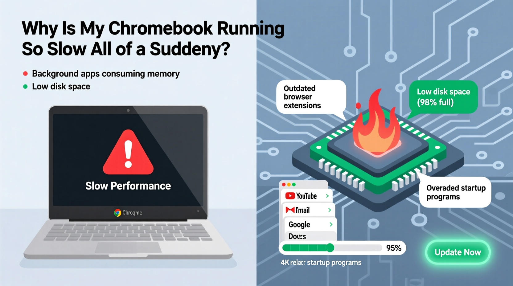 why is my chromebook running so slow all of a sudden