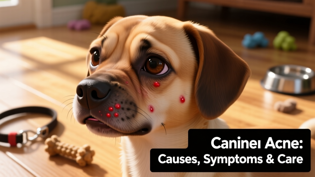 Close-up of a young dog's muzzle showing small red bumps and mild swelling