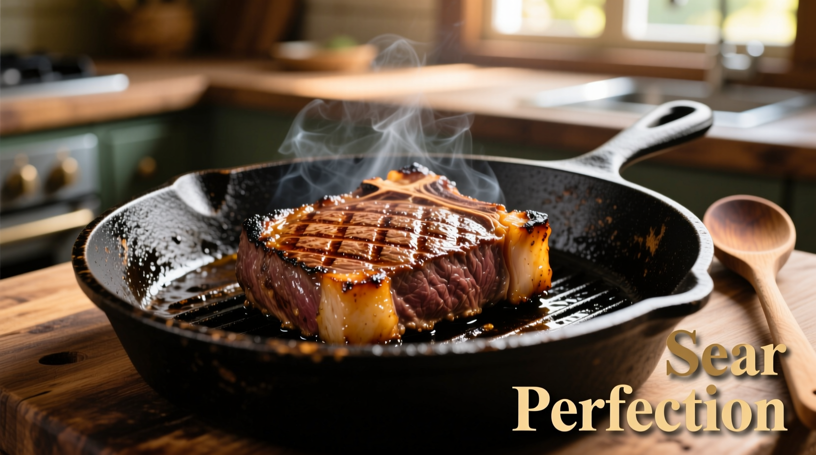 Perfectly seared cube steak on cast iron skillet