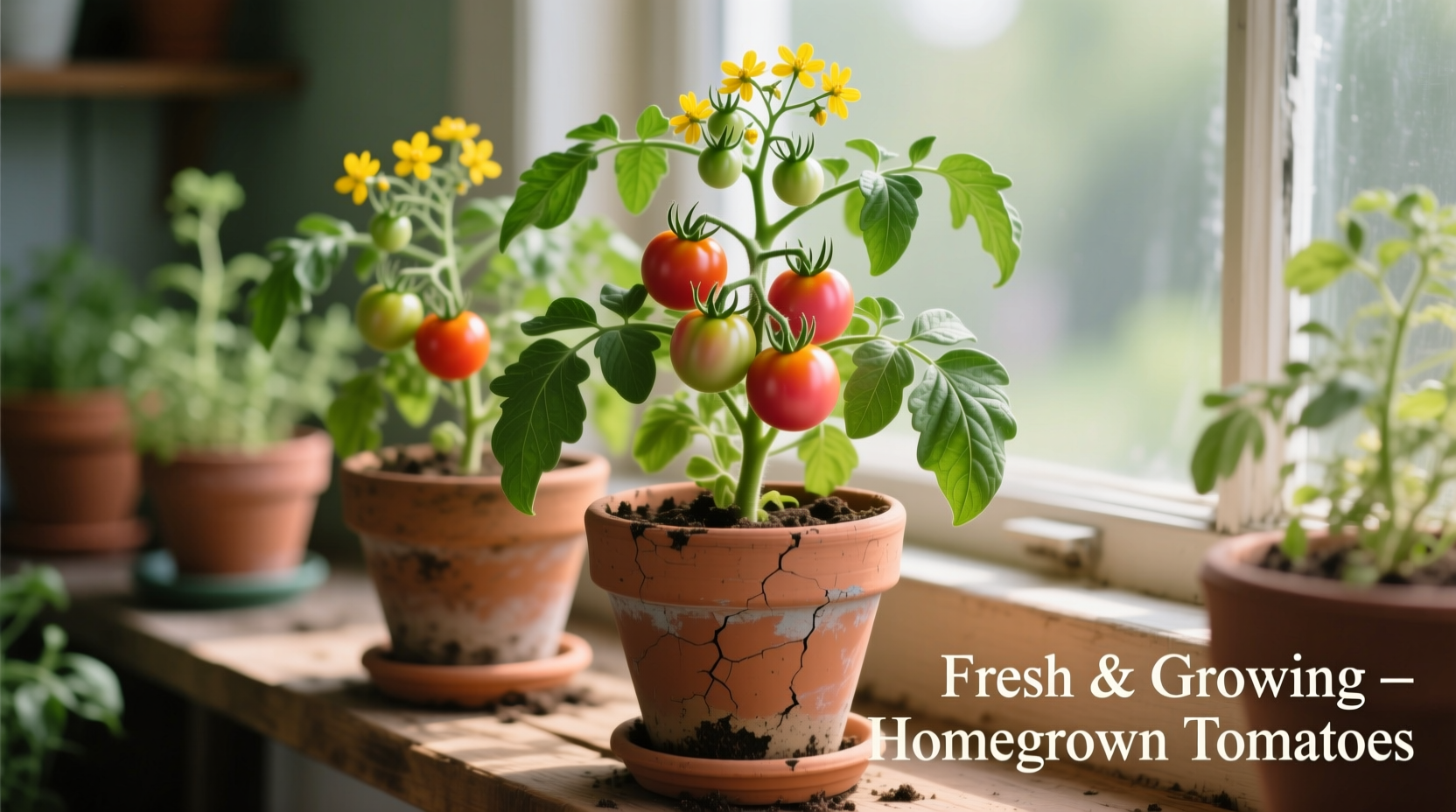 Tomato plants growing in properly sized containers