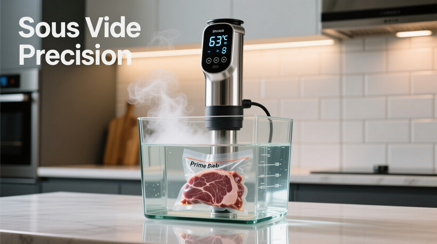 Sous vide cooking setup with immersion circulator