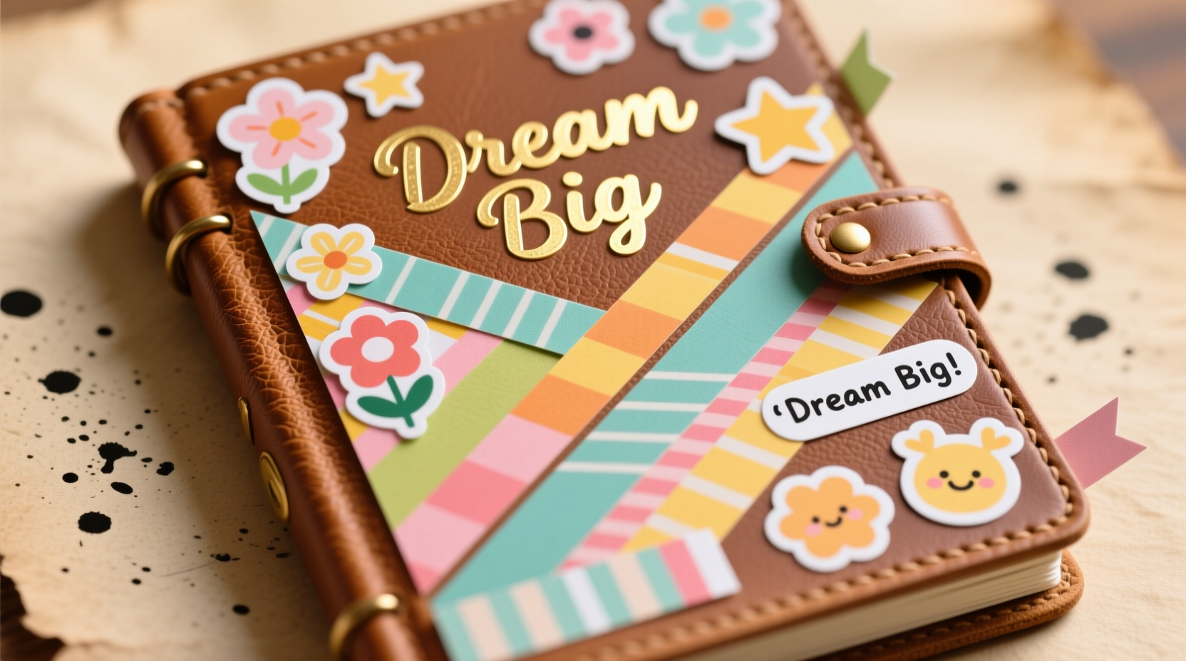 how to personalize a journal cover using washi tape and stickers