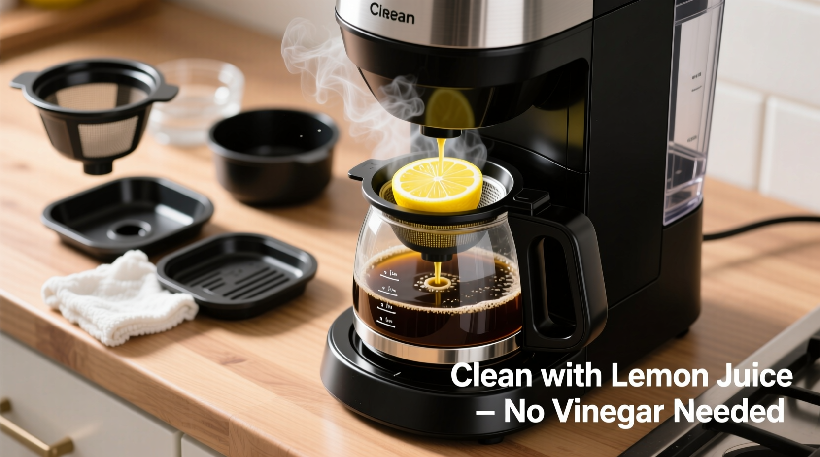 how to clean a coffee maker without vinegar using lemon juice instead