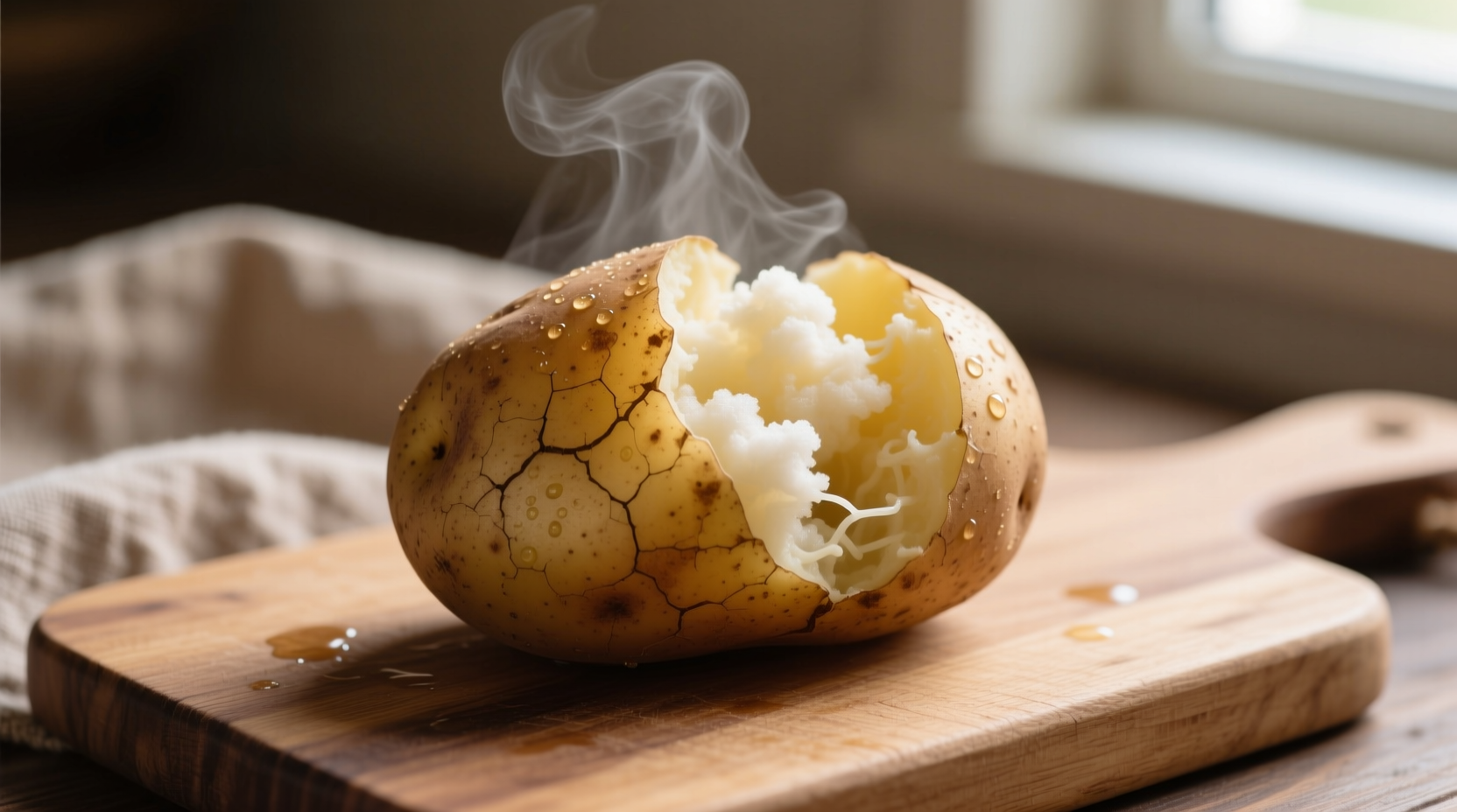 Perfectly microwaved potato with fluffy interior