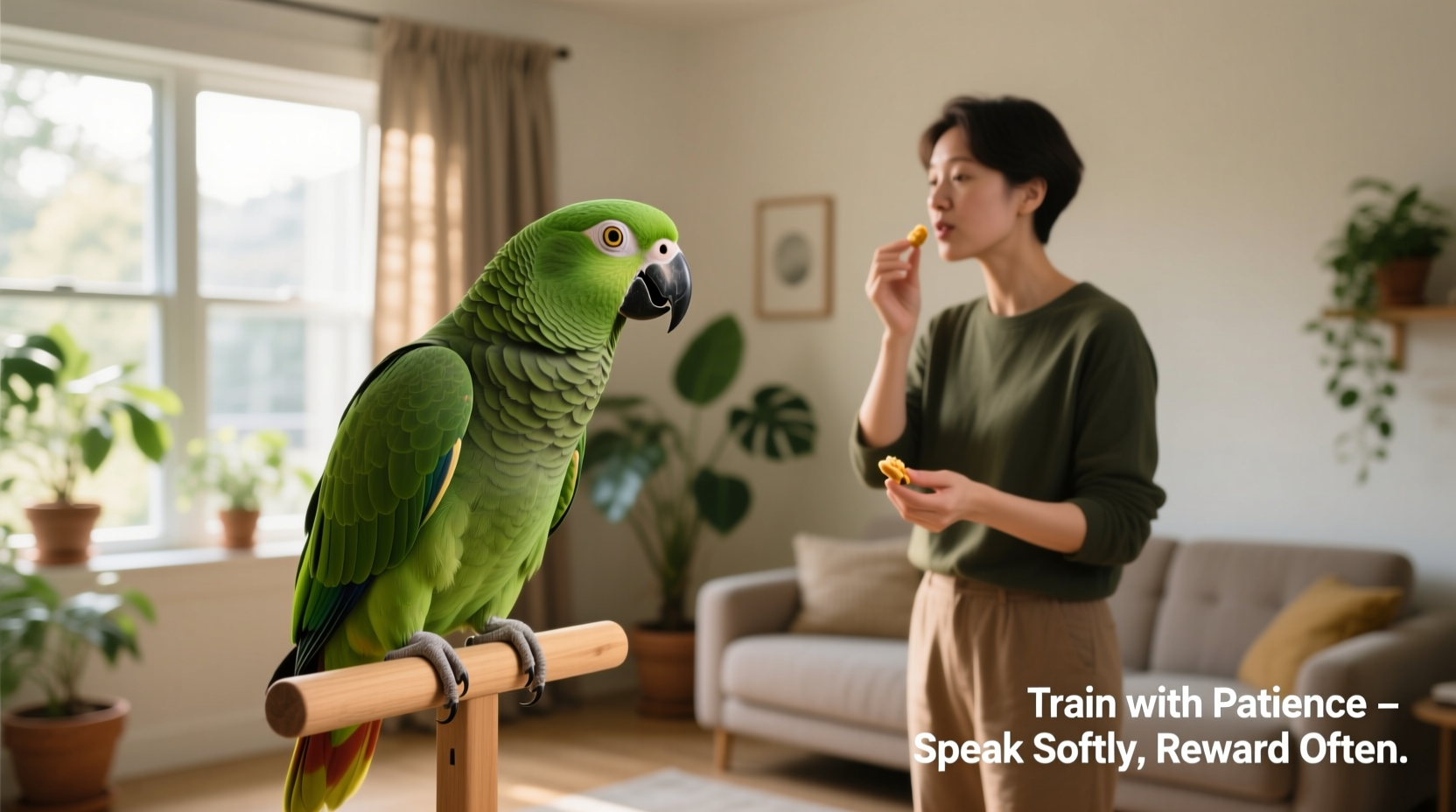 how to train a parrot to talk without annoying the neighbors