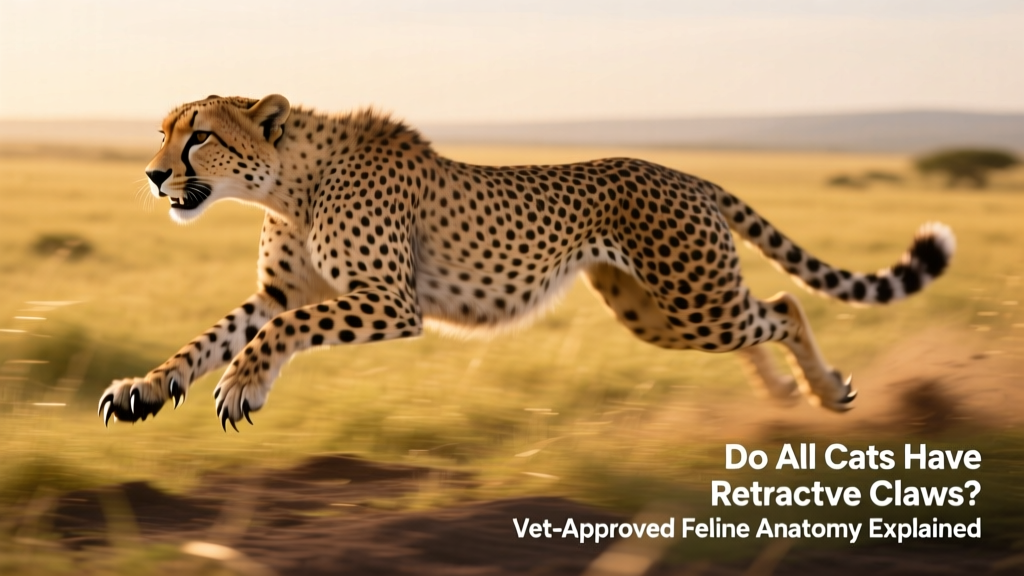 Cheetah running on open grassland, highlighting visible claws