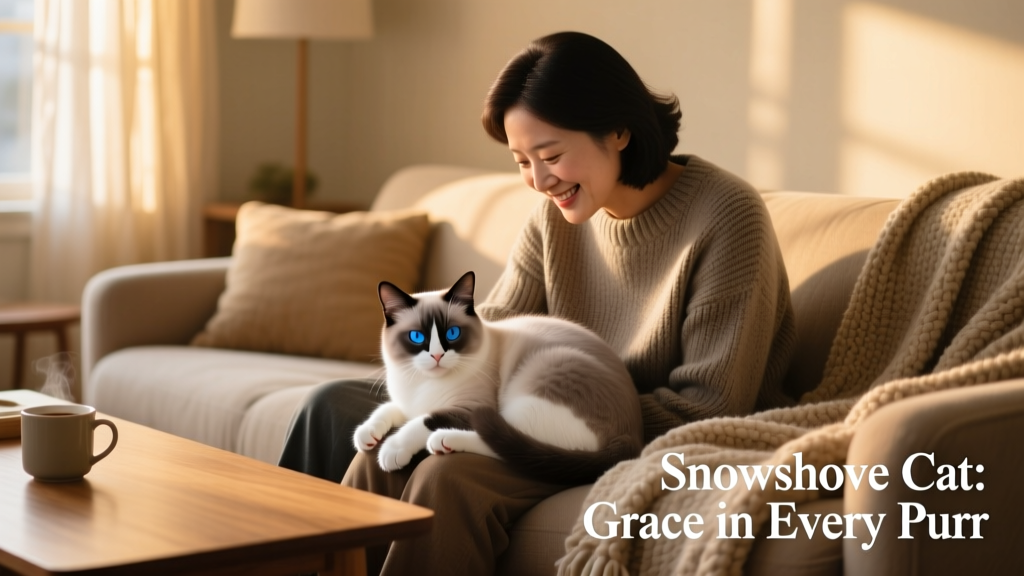 A Snowshoe cat curled up beside a family member on the sofa, illustrating its affectionate nature